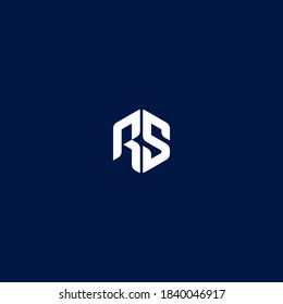 Monograma del logotipo RS con plantilla de diseño de estilo hexágono aislado en color blanco, eps 10