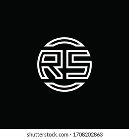 RS logo monogram with negative space circle rounded design template