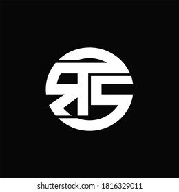 RS Logo monogram with rounded line swipe design template on black background