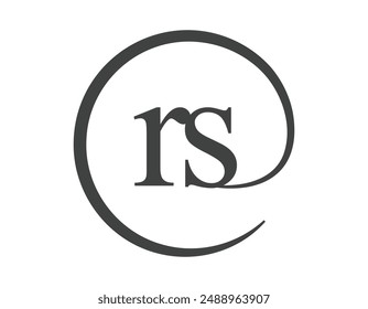 Logo RS de dos letras con forma de círculo estilo de signo de correo electrónico. Logotipo redondo de R y S de la compañía de negocios para la identidad de marca.
