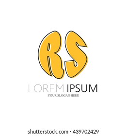 RS Logo. Vector Graphic Sphere Branding Letter Element. White Background
