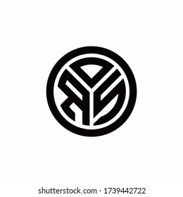 RS monogram logo with circle outline design template isolated on white background