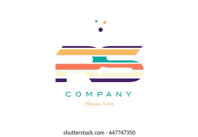 rs r s alphabet letter logo colors colorful line stripe font creative text dots company vector icon design template