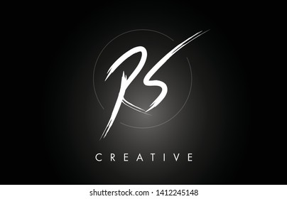 RS R S Brushed Vector Letter Logo Design with Creative Modern Brush Lettering Texture and Hexagonal Shape. Brush Letters Design Logo Vector Illustration.