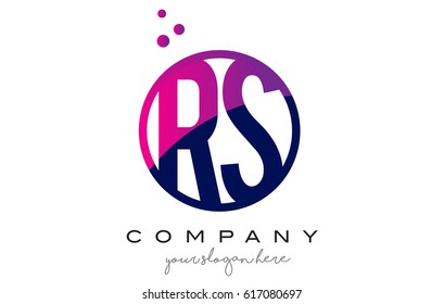RS R S Circle Letter Logo Design with Purple Magenta Dots Bubbles Vector Illustration