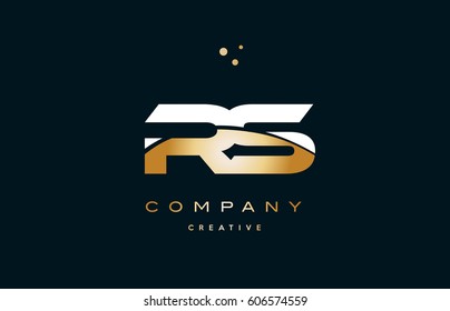 rs r s  white yellow gold golden metal metallic luxury alphabet company letter logo design vector icon template
