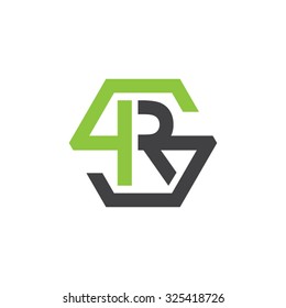 RS SR initial logo, hexagon S shape logo green