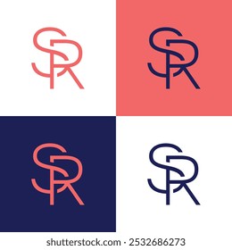 Design do ícone do logotipo da letra RS ou SR. Monograma de iniciais de luxo estilo clássico.
