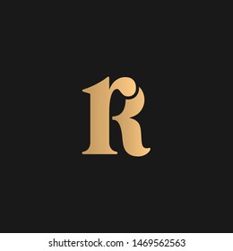  RS or Sr logo vector. Initial letter logo, golden text on black background