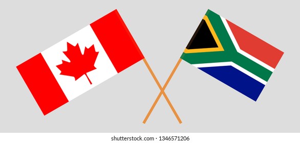 RSA and Canada. The South African and Canadian flags. Official colors. Correct proportion. Vector illustration
