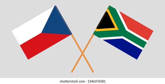 RSA and Czech Republic. The South African and Czech flags. Official colors. Correct proportion. Vector illustration
