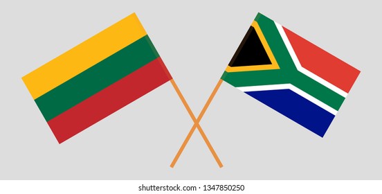 RSA and Lithuania. The South African and Lithuanian flags. Official colors. Correct proportion. Vector illustration
