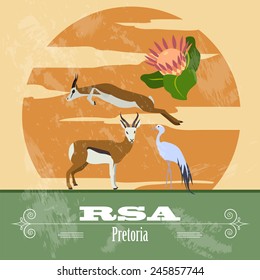 RSA. Retro styled image. Vector illustration