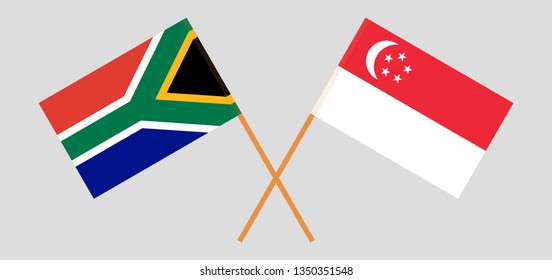 RSA and Singapore. The South African and Singaporean flags. Official colors. Correct proportion. Vector illustration
