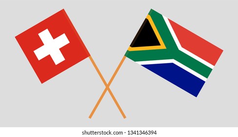 RSA and Switzerland. The South African and Swiss flags. Official colors. Correct proportion. Vector illustration
