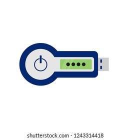 RSA token.  Two-factor authentication device, hardware. Cryptosystem for security. Vector icon. 