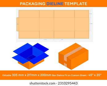 RSC Carton Box, Dieline Template,