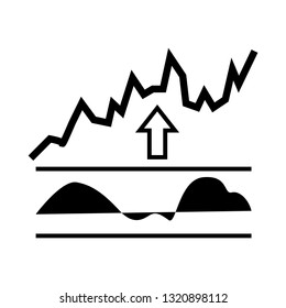 RSI indicator icon isolated on white background, black vector silhouette, forex analytics and technical analysis