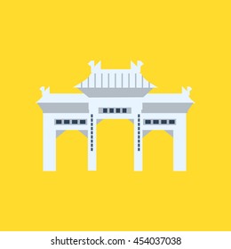 Rsing Shan Monastery Memorial Archway In Hong Kong Simplified Icon: stockvector