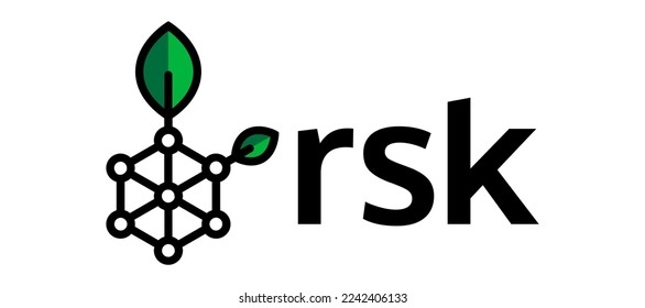 Kryptowährungs-Logo der RSK Blockchain (RSK), Vektorgrafik-Banner und Hintergrund
