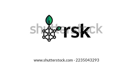 RSK blockchain cryptocurrency RSK token, Cryptocurrency logo on isolated background with text.