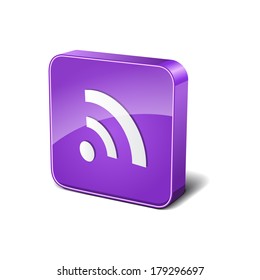 RSS 3d Rounded Corner Violet Vector Icon Button