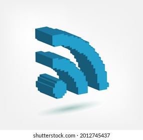 rss 3d vector pixel logo