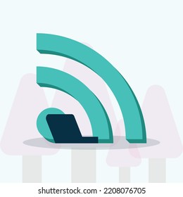 RSS blogger subscribe Feed flat concept vector illustration