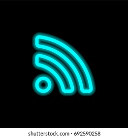 Rss blue glowing neon ui ux icon. Glowing sign logo vector