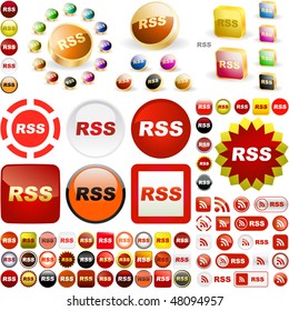 Botões RSS. Vetor grande coleção.