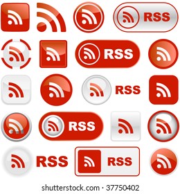  RSS buttons. Vector illustration.