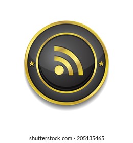 RSS Circular Vector Golden Black Web Icon Button