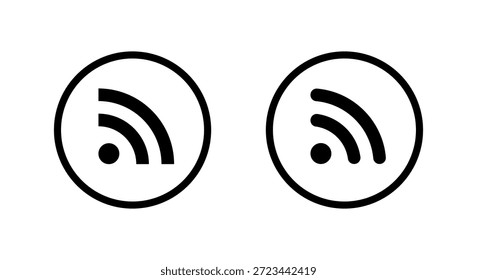 RSS-Feed-Symbol in kreisförmigem Umriss. News-Update, Blog-Abonnement und Content-Syndication-Symbol