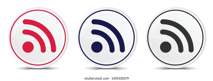 RSS Feed icon crystal flat round button set illustration design isolated on white background