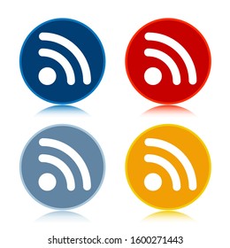 RSS Feed icon isolated on trendy flat round buttons set reflected illustration design