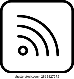 RSS feed icon. news, subscription, syndication, broadcast, content. editable stroke line style icon.