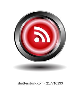 RSS feed icon on button vector