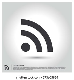 Rss Feed Icon, pictogram icon on gray background. Flat design style