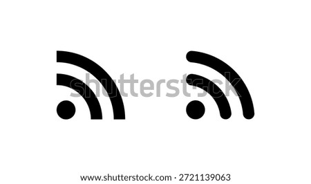 RSS feed icon set. News update, blog subscription, and content syndication symbol