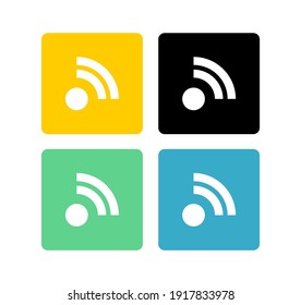 RSS Feed Icon Vector in Flat Style. Really Simple Syndication Image.Multi colored icon set