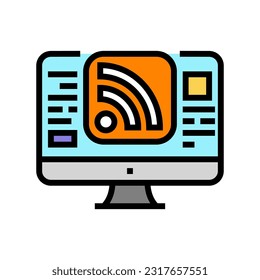 rss feed news media color icon vector. rss feed news media sign. isolated symbol illustration