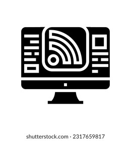 rss feed news media glyph icon vector. rss feed news media sign. isolated symbol illustration