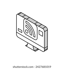 rss feed news media isometric icon vector. rss feed news media sign. isolated symbol illustration