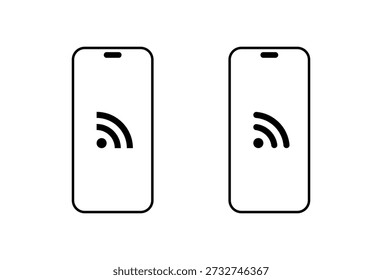 RSS feed on smartphone screen icon. Internet syndication in smart mobile phone display symbol