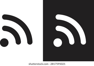 RSS Feed and Wi-Fi Signal Icon Set in Light and Dark Mode