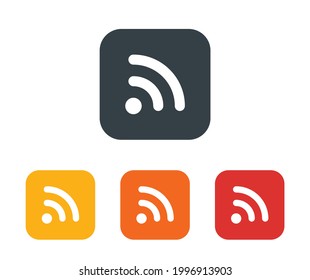 RSS Feed, Wifi symbol icon flat square button set illustration design.