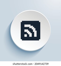 rss fill pixel art icon design. Button style circle shape isolated on white background. Vector illustration
