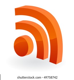 RSS glassy icon. Vector