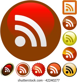 RSS glossy buttons. Vector illustration.
