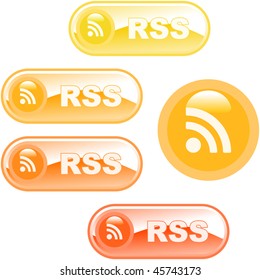 RSS-glänzende Schaltflächen. Vektorgrafik.